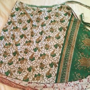 Boho silk wrap-around skirt, reversible
